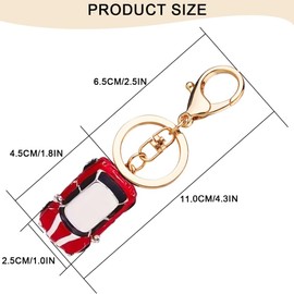 KOZOY Mini Keyring Vintage Red Model Car Pendant Mini Toy Car Handbag Backpack Decoration Easter Spring Birthday Gift Idea, red