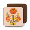 Folk Art Coasters set Orange Floral Choice of 2, 4
