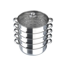 JAYGOVAN 5 Tier Stainless Steel Steamer Pot for Cooking, 11.8 inch/30cm Multipurpose Stainless Steel Steam Pot Cookware with Handle & Lid Vegetable Steaming Basket for Vegetable, Dumpling, Stock, Sauce (30CM)