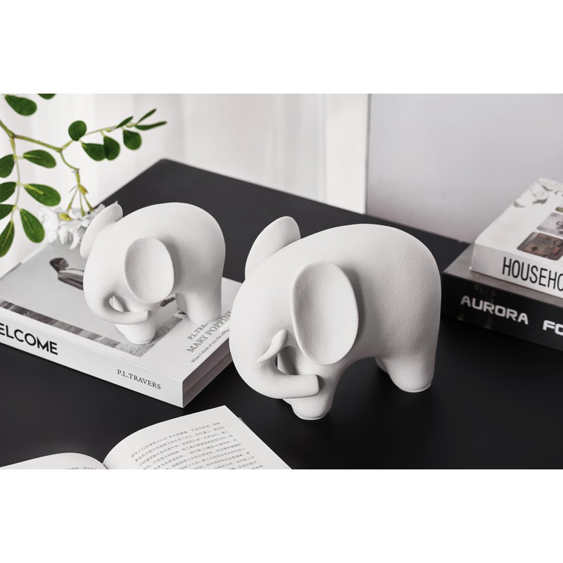 REEZHEE Modern Simple Ceramic White Elephant Living Room Home Office
