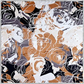 MEISEE 100% Silk Scarf for Women 43”*43” Large Square Lightweight Headscarf Neck Scarf Hair Wraps Shawls with Gift Packed, Beige Black Coffee, 43in