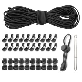 Corda elastica in gomma, 10 m x 3 mm, rotonda, con fermacavi e morsetto per cordino, corda in gomma, corda elastica per fai da te, zaini, lacci, nero