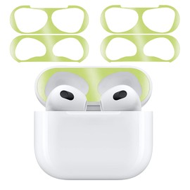 ELYBYYLE for AirPods 3, Dust Guard, For Air Pods 3, Guard Cover, Breakdown Prevention, Adsorption, Dust, Trash, Metal, Intrusion Prevention, Dustproof, Dust Prevention, Green, 4 Pieces (Set of 2)