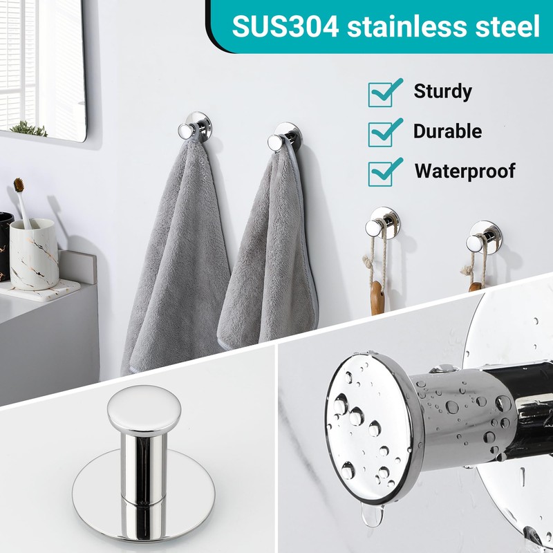 SAYAYO Self Adhesive Hooks for Hanging, Chrome Towel Hook for