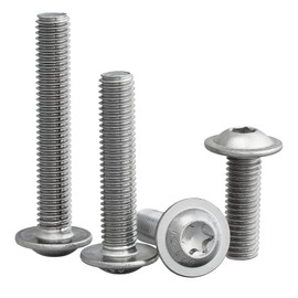 Rounded Head Screw with Flange and Hexalobular/Torx (ISR, TX) Drive, Made in Accordance with Standard: ISO 7380-2, A2, V2A Stainless Steel, Full Thread, Flat Head Screw, M8 x 65 mm, Pack of 25