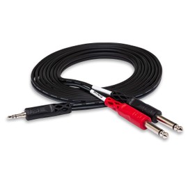 Hosa CMP-159 3.5 mm TRS a Dual 1/4" TS Stereo Breakout Cable, 10 pies, negro, 1 paquete
