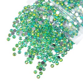 qiipii 2800PCS 4mm Crystal Light Green Resin Rhinestones for Crafting Fresh Green Flatback Stones Bulk SS16 Diamonds Crystals Gems Charms Supplies for Nails Face Eyes Makeup Tumblers Bottle DIY Crafts