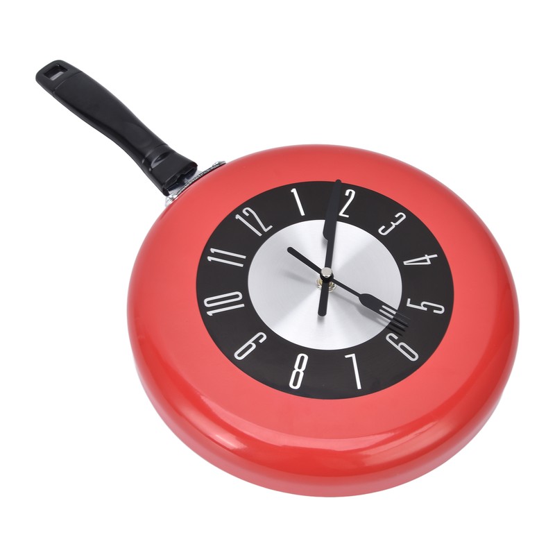 Frying Pan Wall Clock Aluminum Kitchen Pot Decorative Hanging Clocks