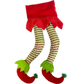 20'' Long Elf Legs Christmas Tree Topper Ornaments Pose-able Plush Legs for Tree Ornaments (Green)