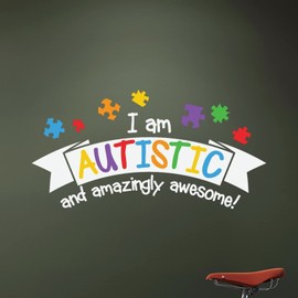 I Am Autistic and Amazingly Wall Decal Vinyl Autism Awareness Sticker for Wall Autistic Support Puzzle Piece Wall Decals Vinyl Mural Wall Sticker for Classroom Farmhouse Store Showcase