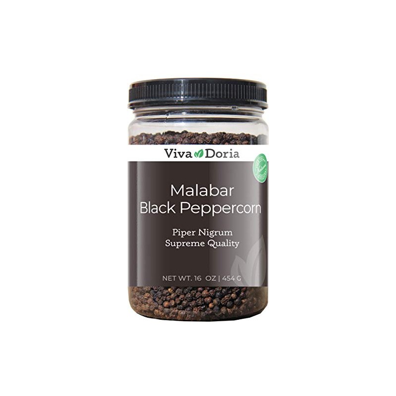 Viva Doria Malabar Peppercorn, Whole Black Pepper, Black Peppercorns For