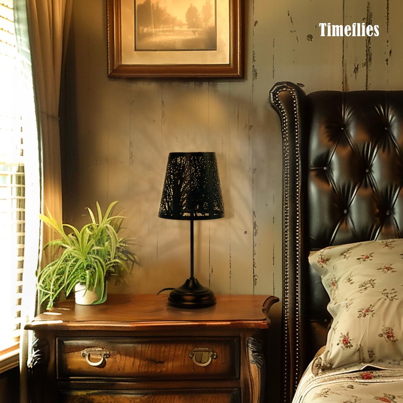 Table Lamp with Dimmer, 3 Levels Dimmable Touch Switch, Black
