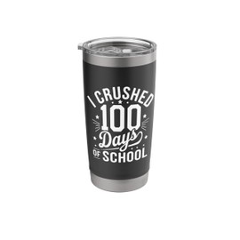 I Crushed 100 Days of School Vintage Sports Retro Style Stainless Steel Insulated Tumbler