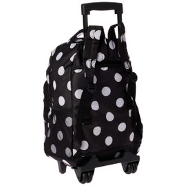 Rockland Double Handle Rolling Backpack, Black Dot, 17-Inch