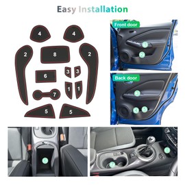 GAFAT Compatible with Nissan Juke F16 2020-2024 2025 (Electronic Brake) Non-Slip Mats, Juke Hybrid Rubber Mats Non-Slip Non-Slip Centre Console Door Seam Mats (Red)