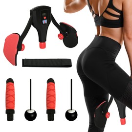SUCFINAL Thigh Master 0-132 lbs Adjustable Resistance, Thigh Toner with Fixed Leg Straps and Replaceable Handle,Multi-Functional Leg Trainer,kegel (Red)