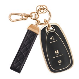 Rislobx 3 Button Key Fob Cover for Chevy, TPU Key Fob Case Compatible with 2016 2017 2018 2019 2020 2021 2022 Spark Traverse Equinox, for 2018 2019 2020 Chevy Trax (Black)