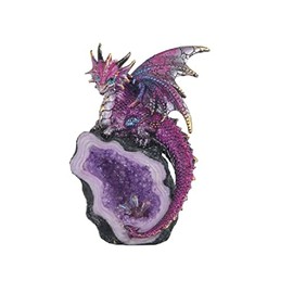ICE ARMOR 8" H Purple Dragon Guarding Faux Crystal Cave Statue Fantasy Decoration Figurine
