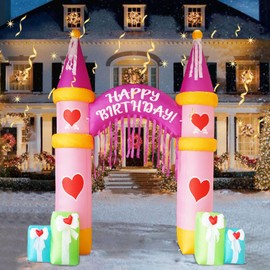 [2025 New] 10FT Birthday Inflatable Arch, Build-in LED LightsArch Blow up Outdoor Yard Decorations for Birthday Party Indoor Home Celebration Garden Lawn