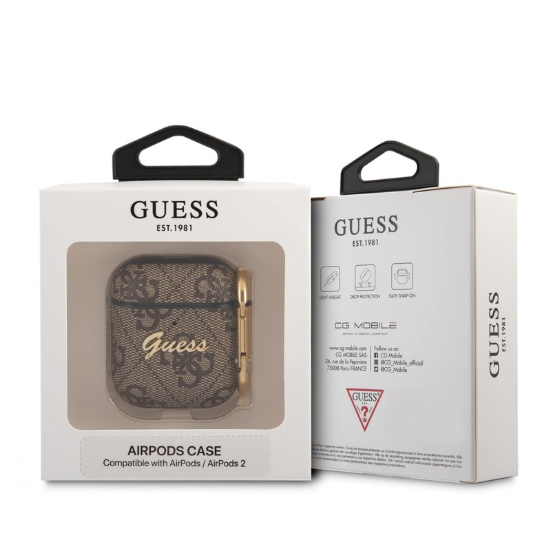 Guess GUA24GSMW Case for AirPods Brown 4G Script Metal Collection