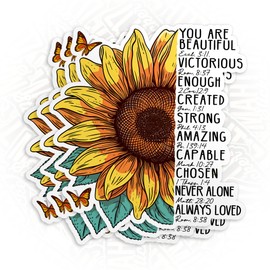 (3Pcs) You are Sticker Bible Verse Scripture Stickers Christian Faith Sunflower Stickers Religious Quotes Faith 3" Waterproof Die-Cut Vinyl Sticker for Laptop Water Bottle Kindle Decal Gifts 3 Inches