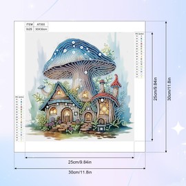 SHEGZHUC 30 x 30 cm Diamond Painting Fantasy Cottage Mushroom House Diamond Painting Rhinestone Special Flowers Diamond Painting Special Stones Diamond Painting Art Embroidery Cross Stitch Gift Wall