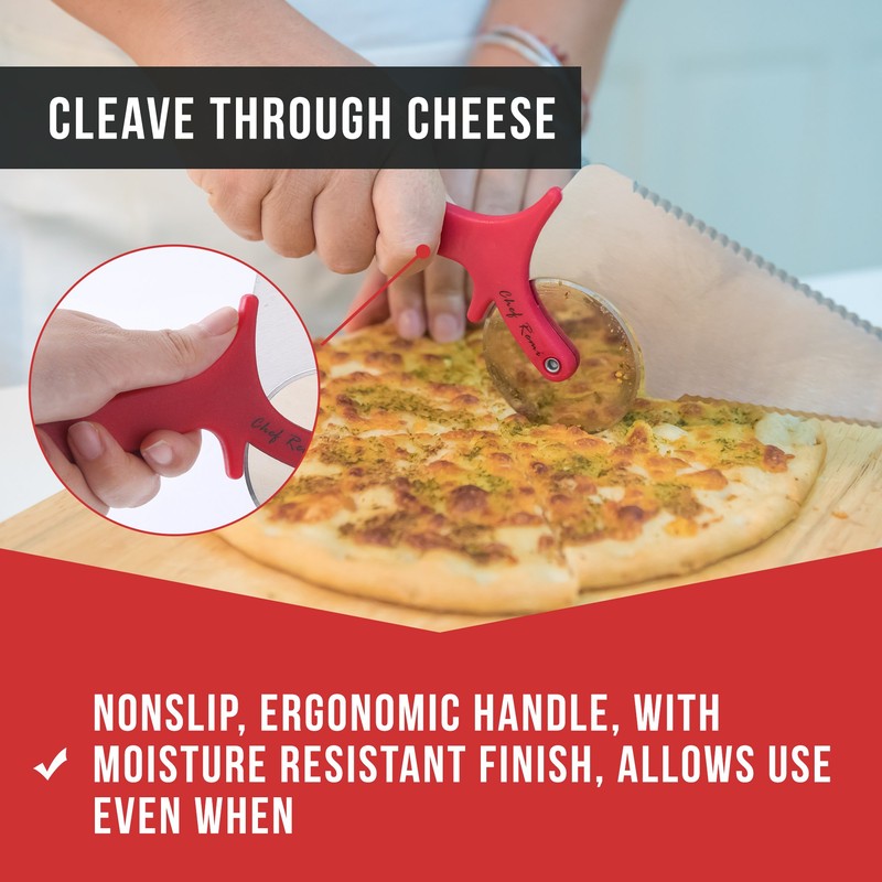 Chef Remi Pizza Cutter | Stainless Steel Pizza Wheel -Serrated