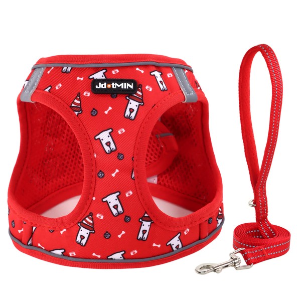 JdotMIN Plaid Dog Harness and Leash Set, Extra-Small/Small to Medium