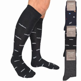 LEON D'ORO Mens Warm Cotton Long Socks 3/6 Pairs Mens Socks Winter Fantasy Fashion Made in Italy, ASS MODA 3 PAIR