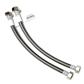 Faucet Water Supply Connector Line Braided Stainless Steel, Faucet Supply Line - 1/2" Female Iron Pipe (FIP) Thread for both ends (1/2" FIP x 1/2" FIP) (2, 12 inch)