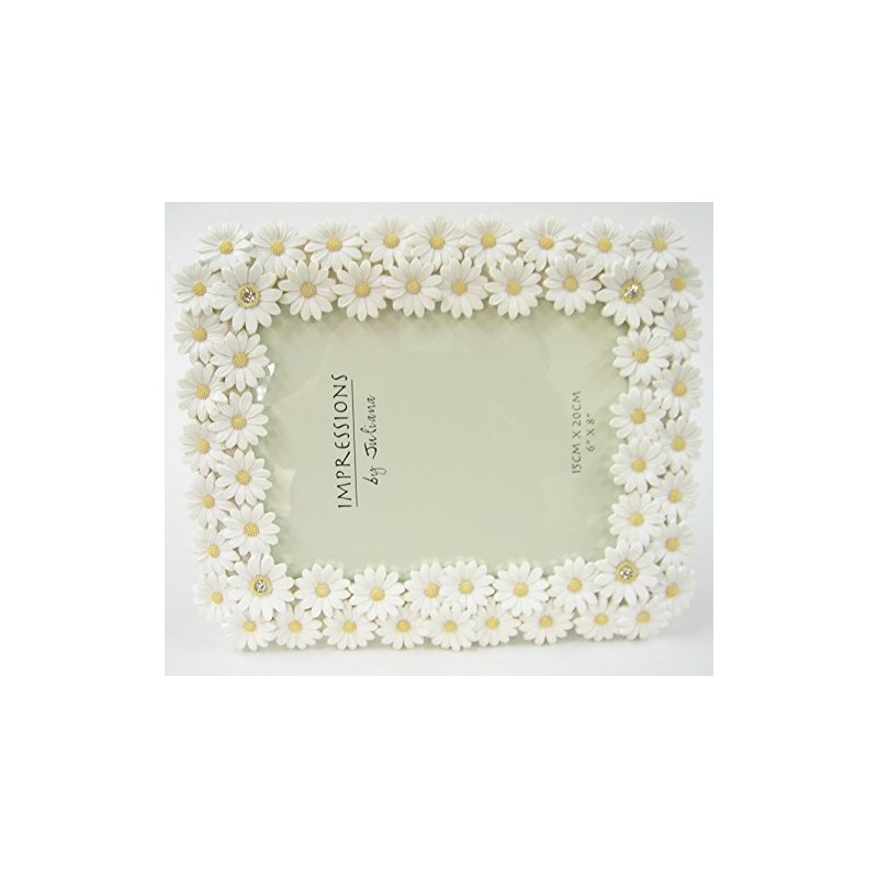 Impressions White Resin Chrysanthemum Photo Frame 6" x 8"