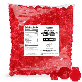 Cinnamon Hard Candy Discs 2 lbs Bulk Pack - Approx. 150 Individually Wrapped Spicy Cinnamon Flavored Hard Candies for Parties, Offices & Treats - Taboom