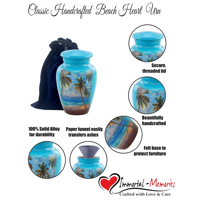 Immortal Memories Paradise Beach Keepsake Urn - Hand Painted Miniature