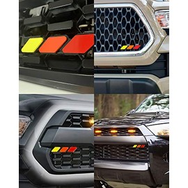 TRD Grille Decor Badge, Tri-Color Grille Badge Emblem Decoration Accessories Car Truck Label (Yellow, Orange, Red)