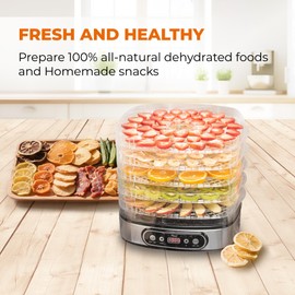 Rosewill Essential Food Dehydrator, 5 Stackable Trays with Adjustable 48H Timer and Temperature Control - Electric Food Preserver for Jerky, Fruits, Veggies, Meat & Dog Treats, Large capacity