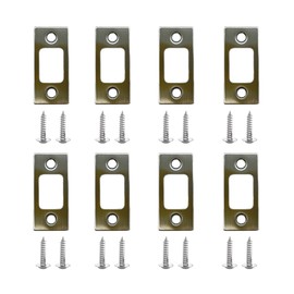 8 PCS 1" X 2-1/4" Deadbolt Strike Plate, Stainless Steel Round Corner Backplate for Door with 16 Screws