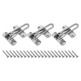 sourcing map 3Pcs Swing Bar Door Lock Zinc Alloy Door Safety Latch Security Door Buckle with Screws for Home Hotel Apartment, Silver