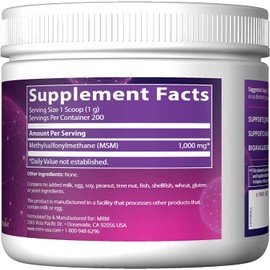 MRM Nutrition MSM Crystals | Methyl-sulfonyl-Methane Drink Mix | Joint Health | Hair + Skin + Nails | Bioavailable Form of Sulfur | Gluten-Free + Vegan | 200 Servings