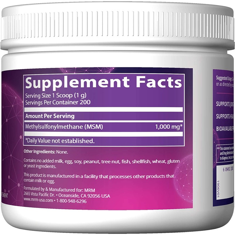 MRM Nutrition MSM Crystals | Methyl-sulfonyl-Methane Drink Mix | Joint