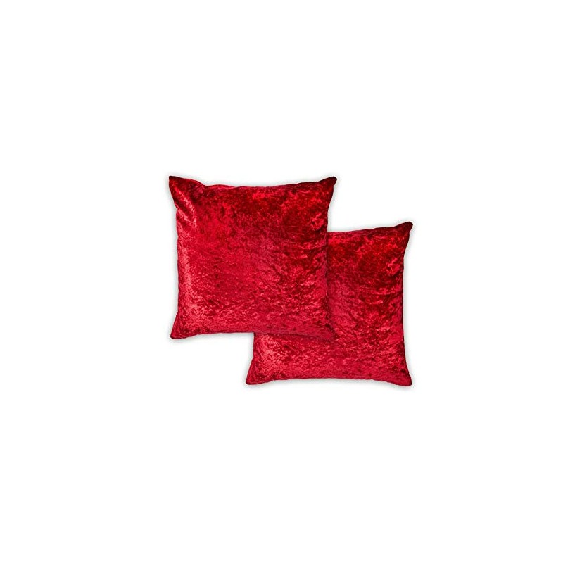 Lex's Linens Pack of 4 Red Crushed Velvet Cushion Covers