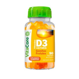 Vitamina D3 con Calcio | 90 Gomitas Frutales | Suplemento Alimenticio para Fortalecer Huesos y Dientes | 225 g