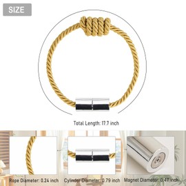 Contoeey Magnetic Curtain Tiebacks - Decorative Tie Backs for Drapes, 6 Pack Rope Holders, Gold