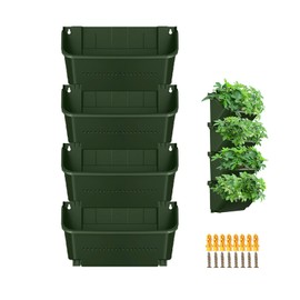ZIAERKOR Self-Watering Wall-Mounted Planter Indoor/Outdoor Decor, Wall Planter Indoor Vertical Living Green Wall with 4 Pots Easy Installation 12.9''x5.5'' x26.7''