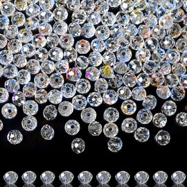 ZHIYUXI 400pcs Crystal Beads Clear White Glass Beads for Jewelry Making Angel Aura Quartz Assortment Bulk Beads for Bracelets Arts and Crafts