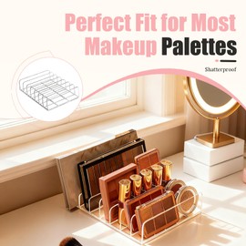 2-Pack Acrylic Makeup Palette Organizer, 7-Slot Eyeshadow Palette Storage, Clear Display Case for Vanity Drawer Countertop, Cosmetic Organizer for Makeup Brushes, Lipstick, Blush Kits
