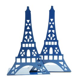 Cute Eiffel Tower Desk Holder Book Organizer Metal Decorative Bookend (Navy)