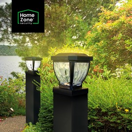 Home Zone Security Solar Post Cap Lights - Decorative Glass LED Outdoor Fits 3.5 x 3.5 in. Post Lights, Black (2-Pack)