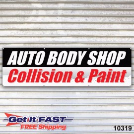 Unbranded Auto Body Shop Collision & Paint Banner Sign Tire Dealer Service Bay Garage - 144" x 48", 15oz Premium