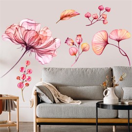 WOHAHA Large Flower Wall Decals Peel and Stick Black and White Daisy Flower Stickers Murals Floral Wall Decals for Bedroom Office Bathroom Living Room Decor Removable Wall Art Decoration