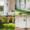34-63" Adjustable Shepherd Hook Stand with Round Base Stand for